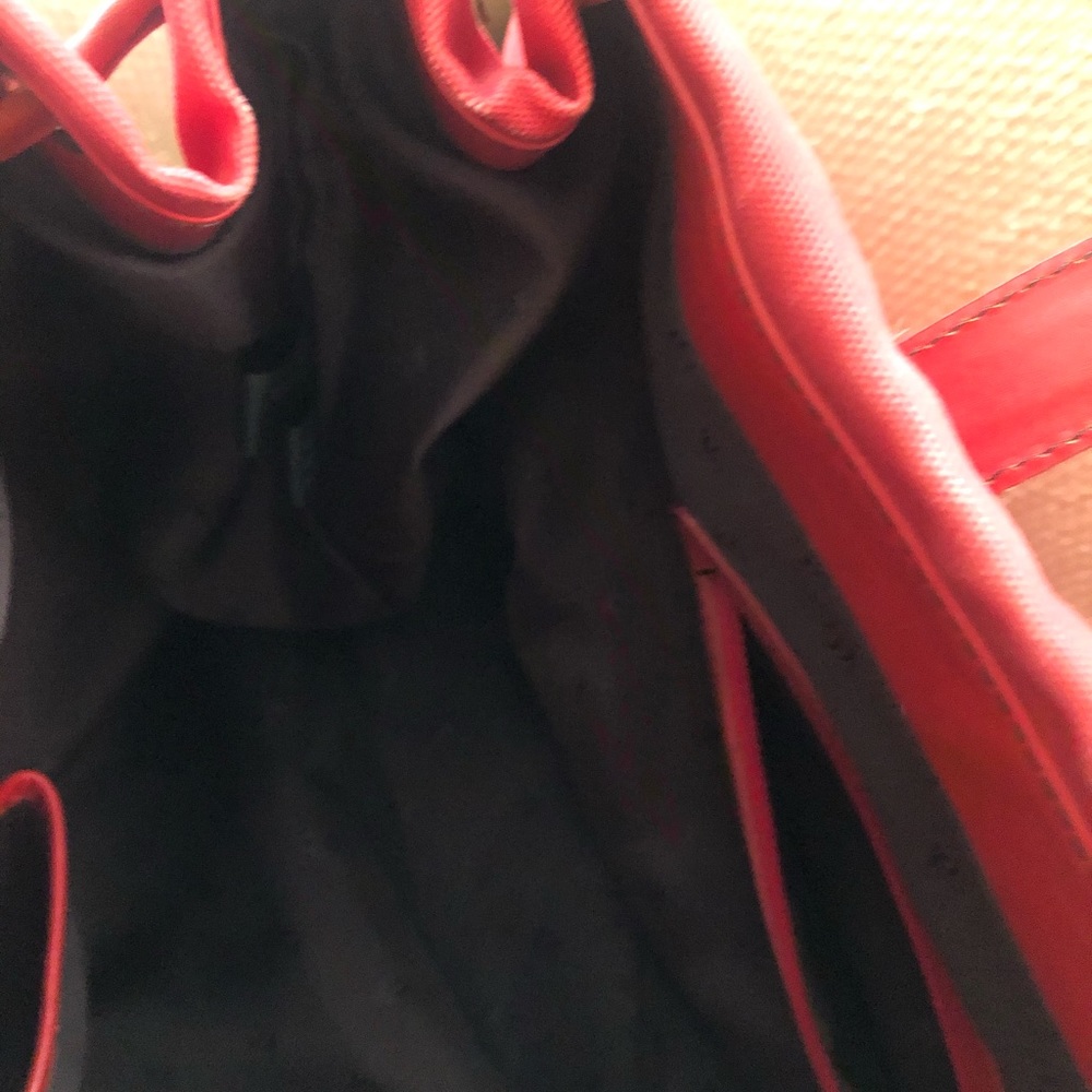 Vintage Kenneth  Cole Red Leather & Canvas Large TOTE BAG - Picture 5 of 6